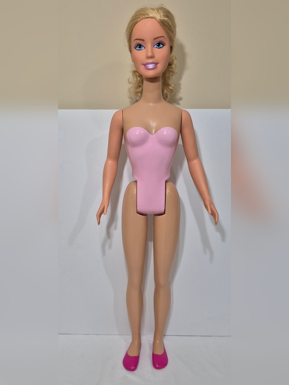 Vtg 1992 My Life Size Barbie Doll 37" Mattel Blonde Blue Eye Standing Pink Shoes